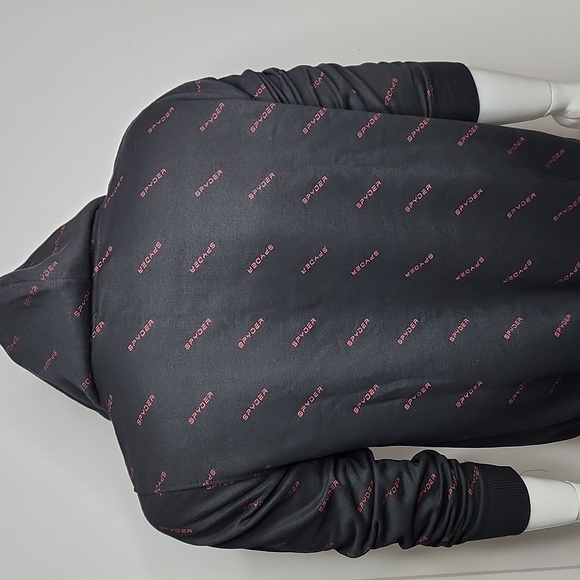 SPYDER BLACK SWEATSHIRT WITH HOODIE, THE LOGO IS RED, LARGE SIZE - Picture 4 of 9